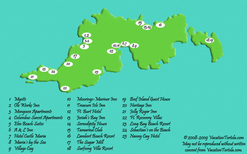 Tortola Hotels Map